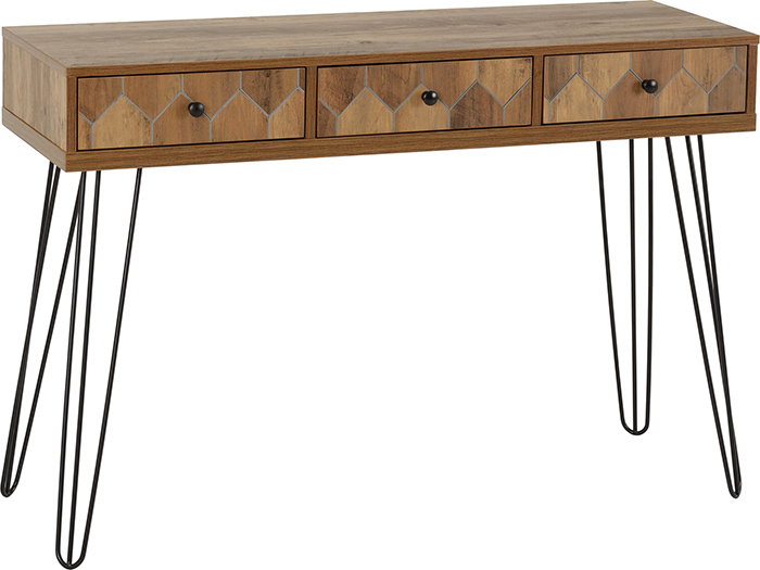 Ottawa 3 Drawer Console Table In Medium Oak Effect - Click Image to Close